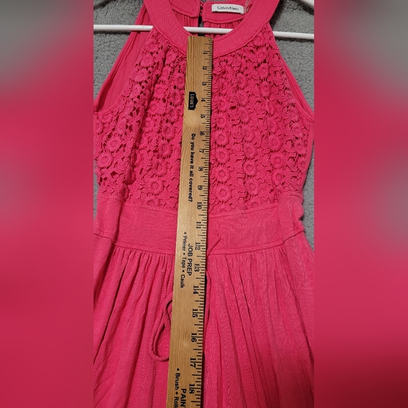 Calvin Klein Pink Halter Maxi Dress with Side Pockets and Lace Top Size 2 - Picture 4 of 10